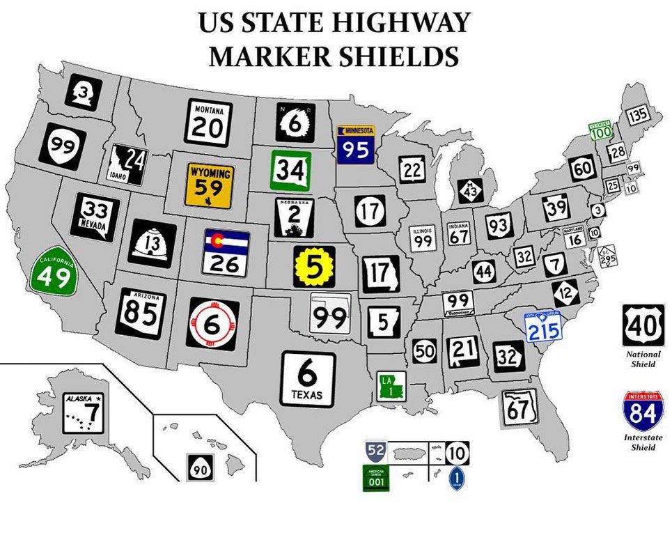 scenic road signs with technology elements