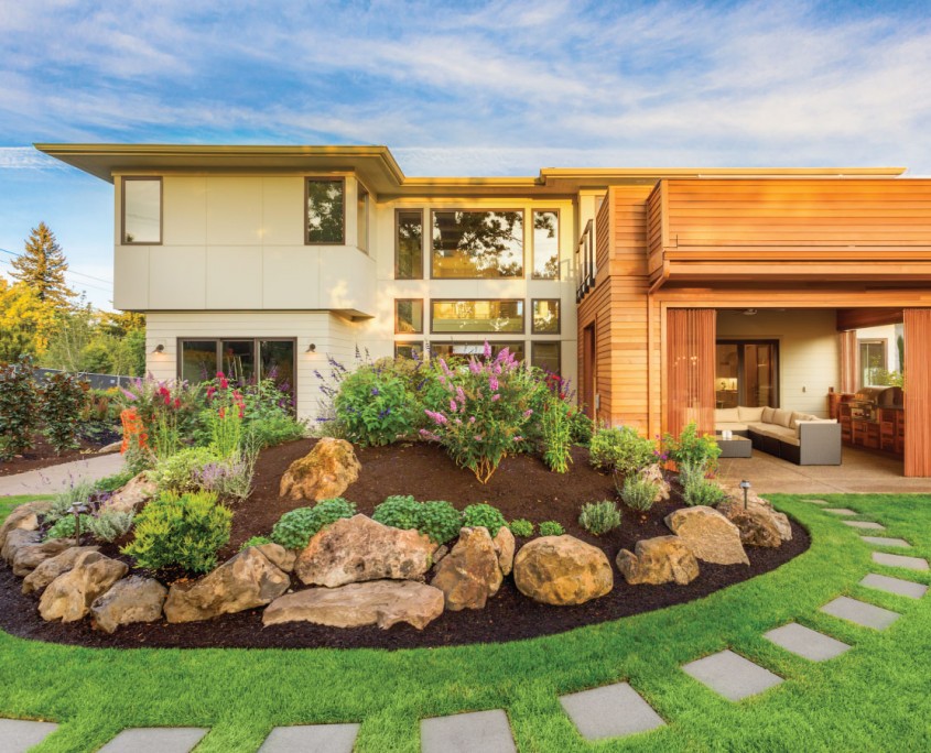 scenic landscape with architectural design