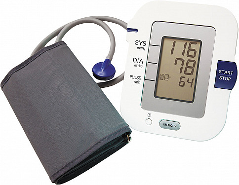 blood pressure monitor, healthy lifestyle promoting physical exercise outdoors