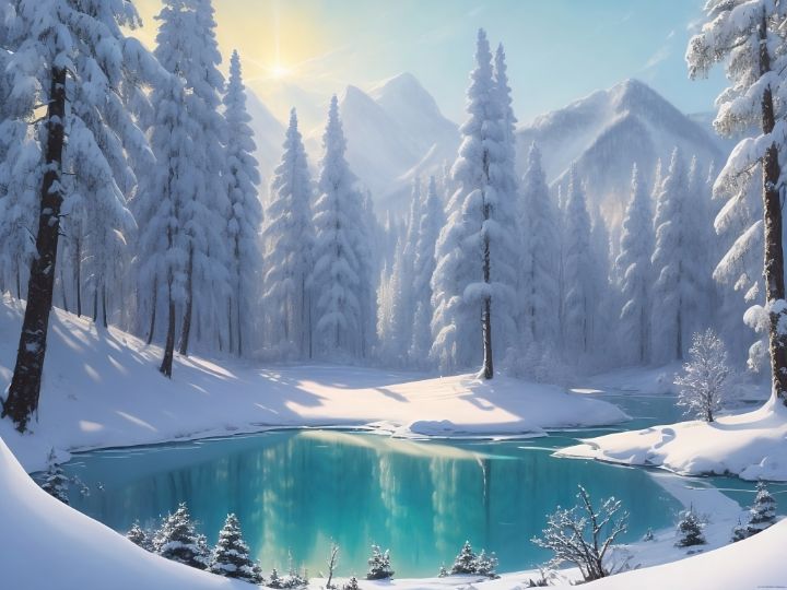 scenic waterside winter landscape