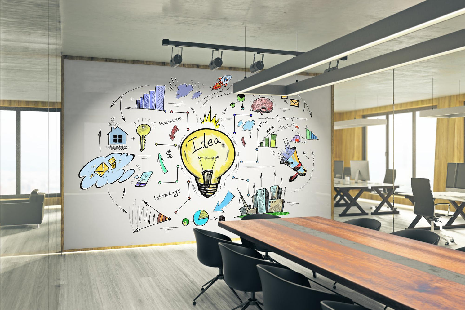 scenic view of creative workspace with digital devices
