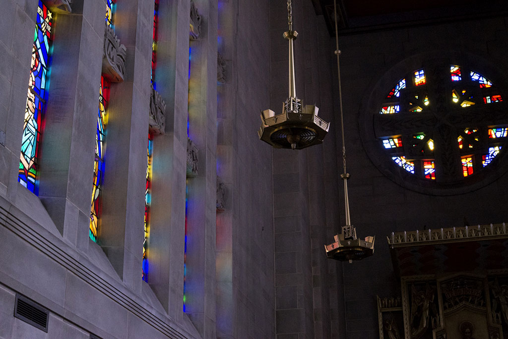cathedral interior stained glass Mary