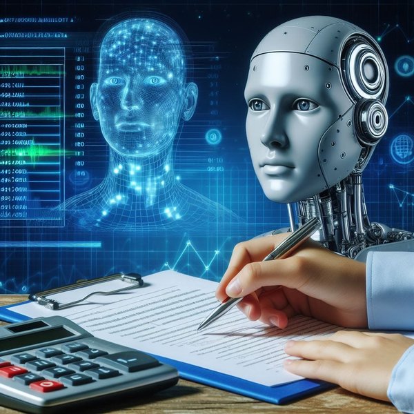 Représentation artistique de l'interaction entre l'humain et l'intelligence artificielle