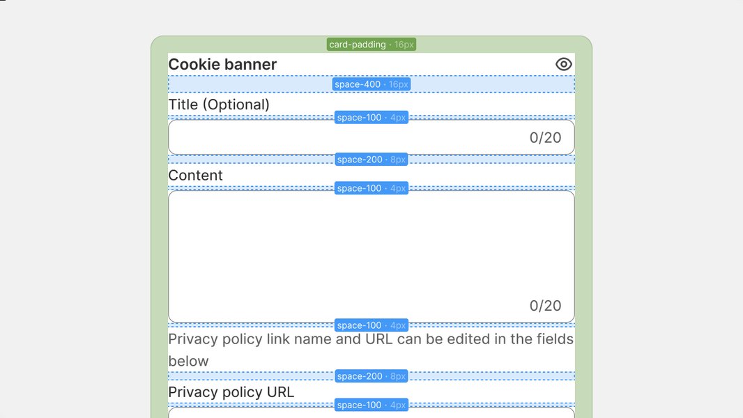 Example of applying spacing tokens in a design layout