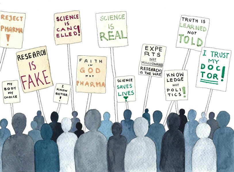 Stylized image showing hands supporting a brain, symbolizing public support for science.