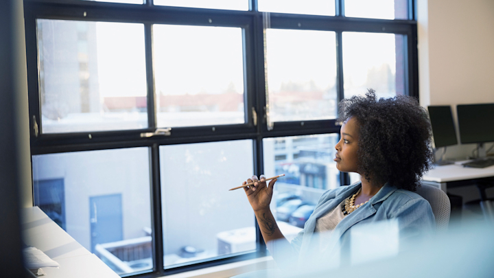 focused person working in office