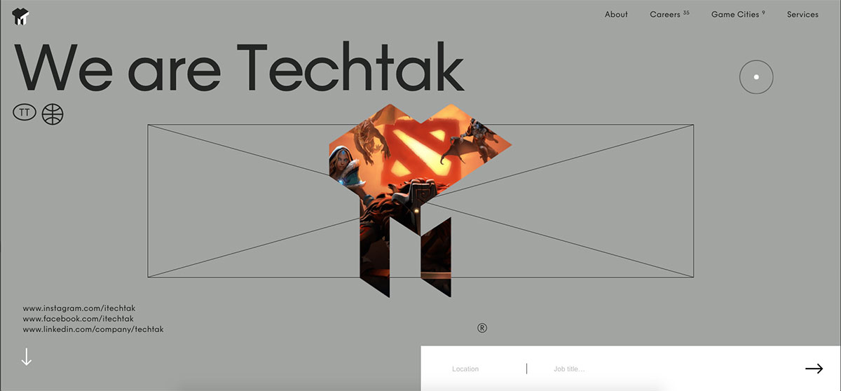 modern interactive website interface