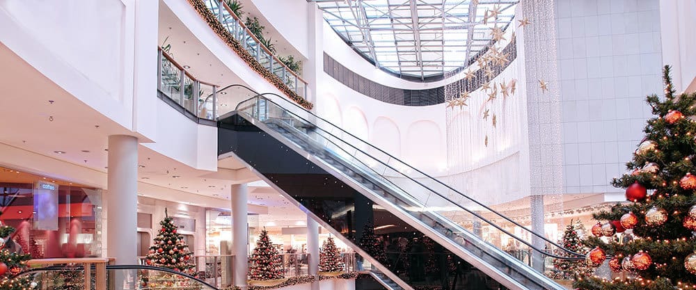 holiday shopping mall lights