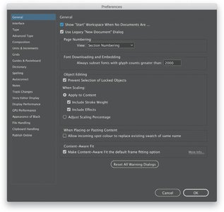 Adobe InDesign dialog box on computer screen