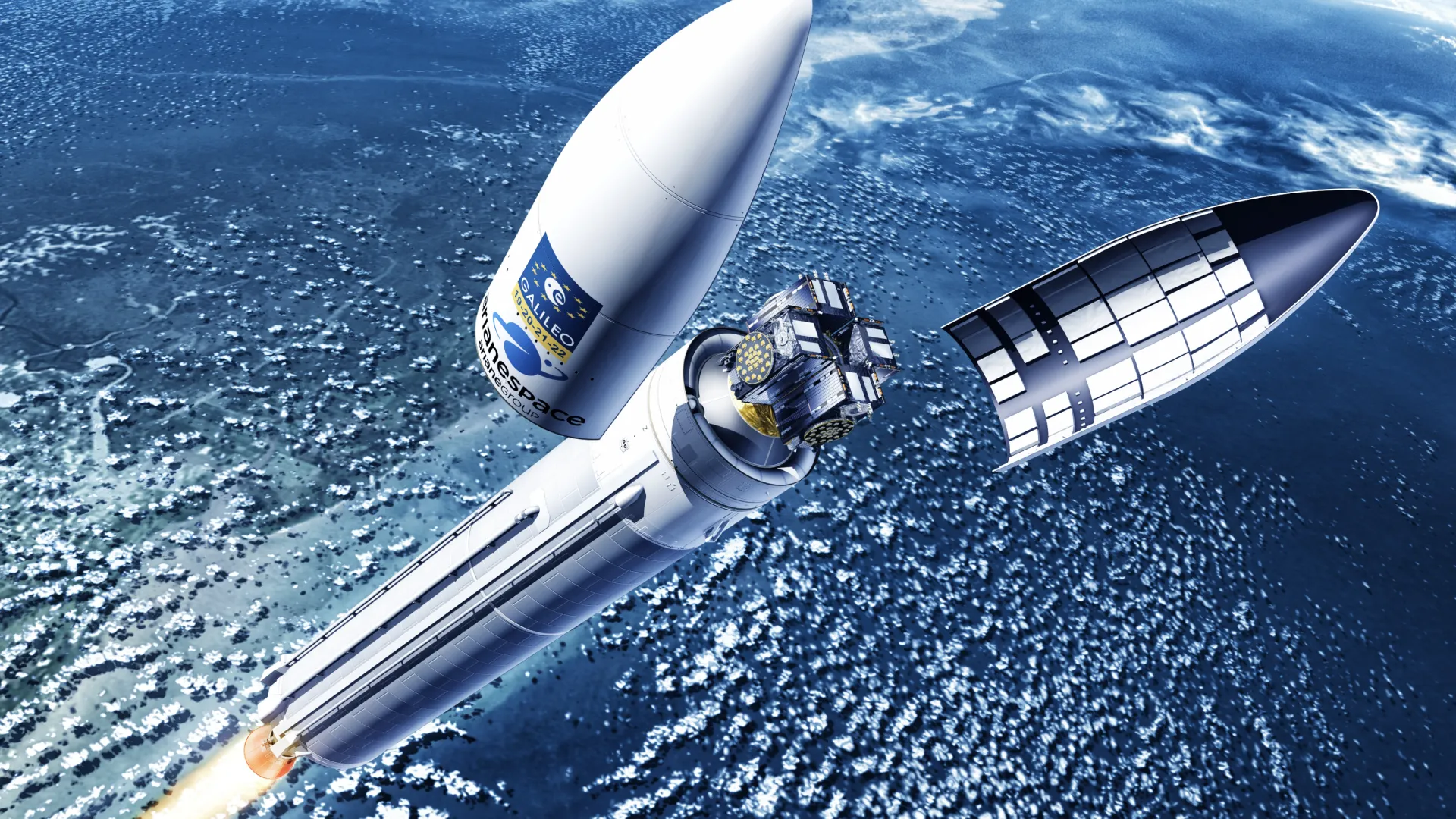 space launch vehicle and satellite array