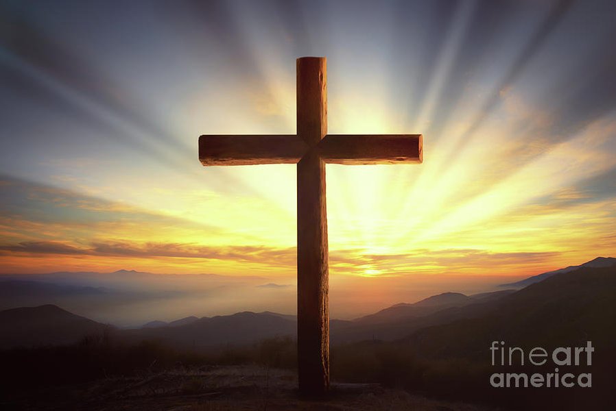 wooden cross dawn sunrise