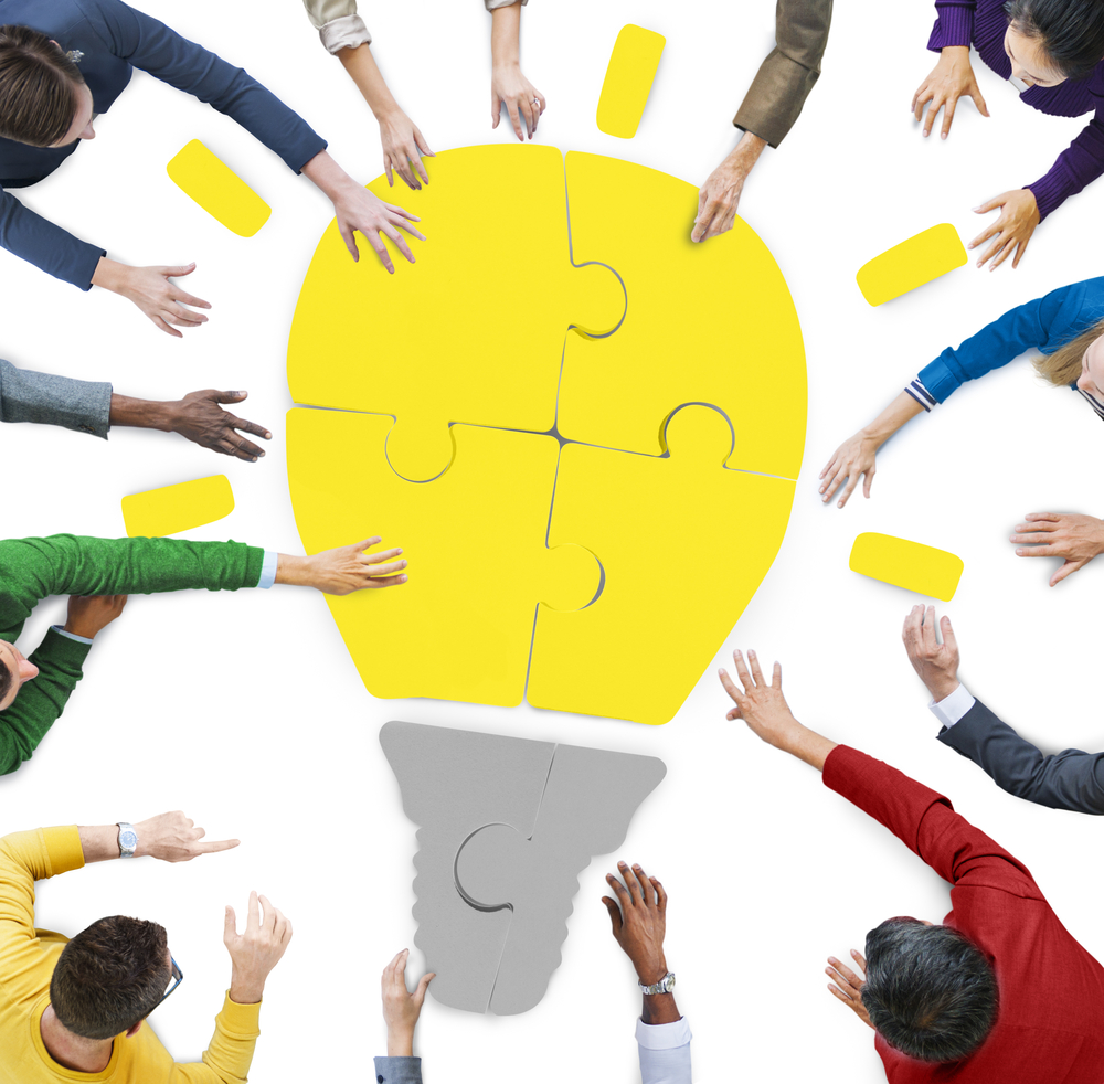 students brainstorming in modern classroom