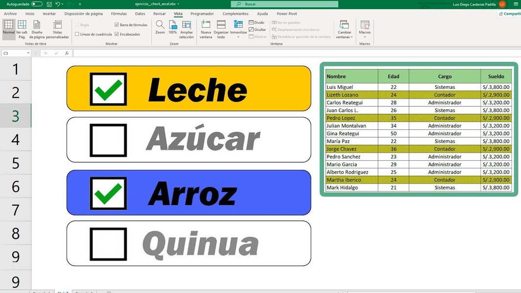 Checkbox con formato condicional