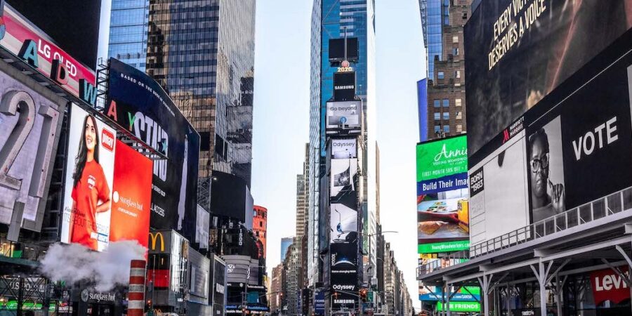 vibrant urban marketing display