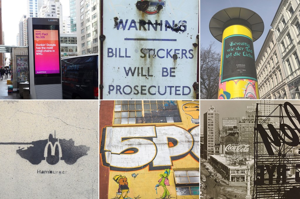 visually interesting urban street art and digital billboard