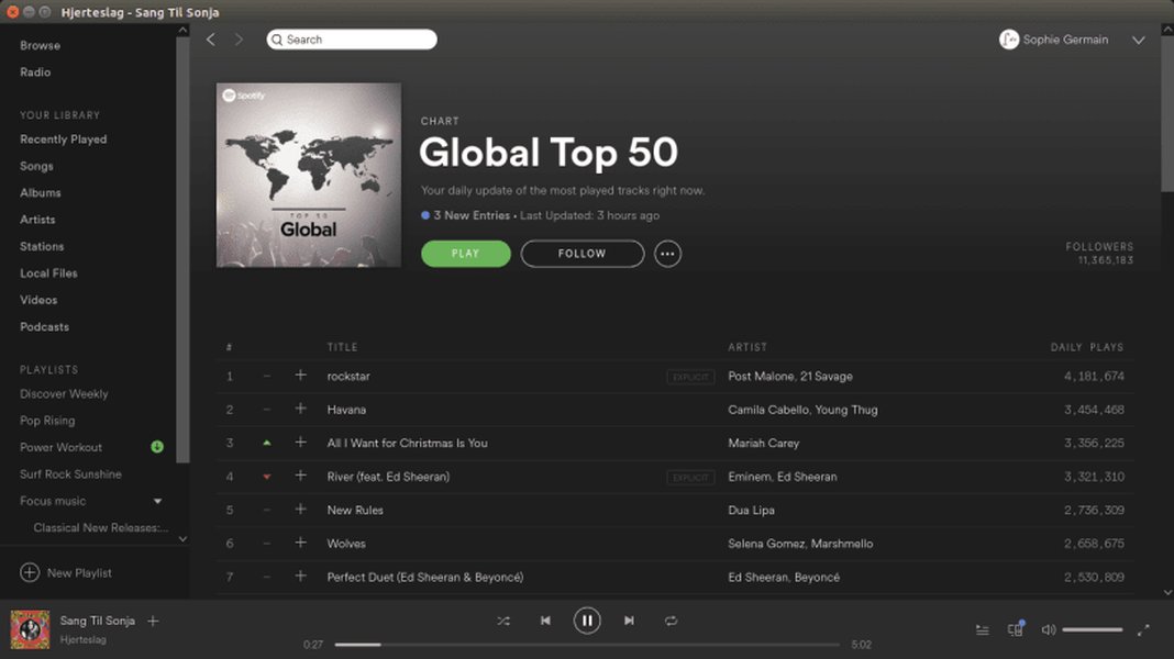 Spotify application available on the Snap Store