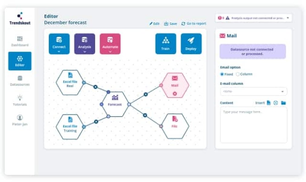 Graphical user interface for an AI platform