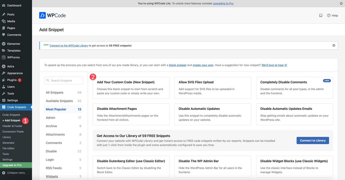 Adding new snippet with WPCode