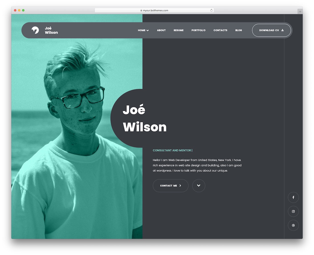 modern cv website design