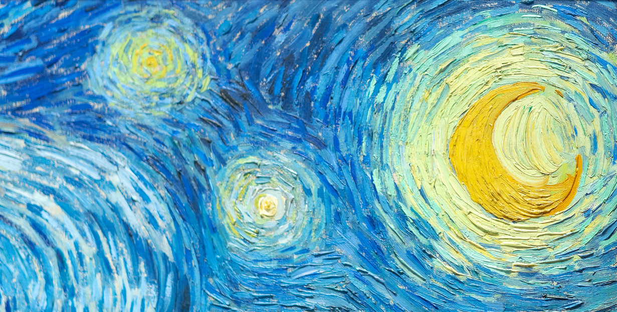starry night landscape painting