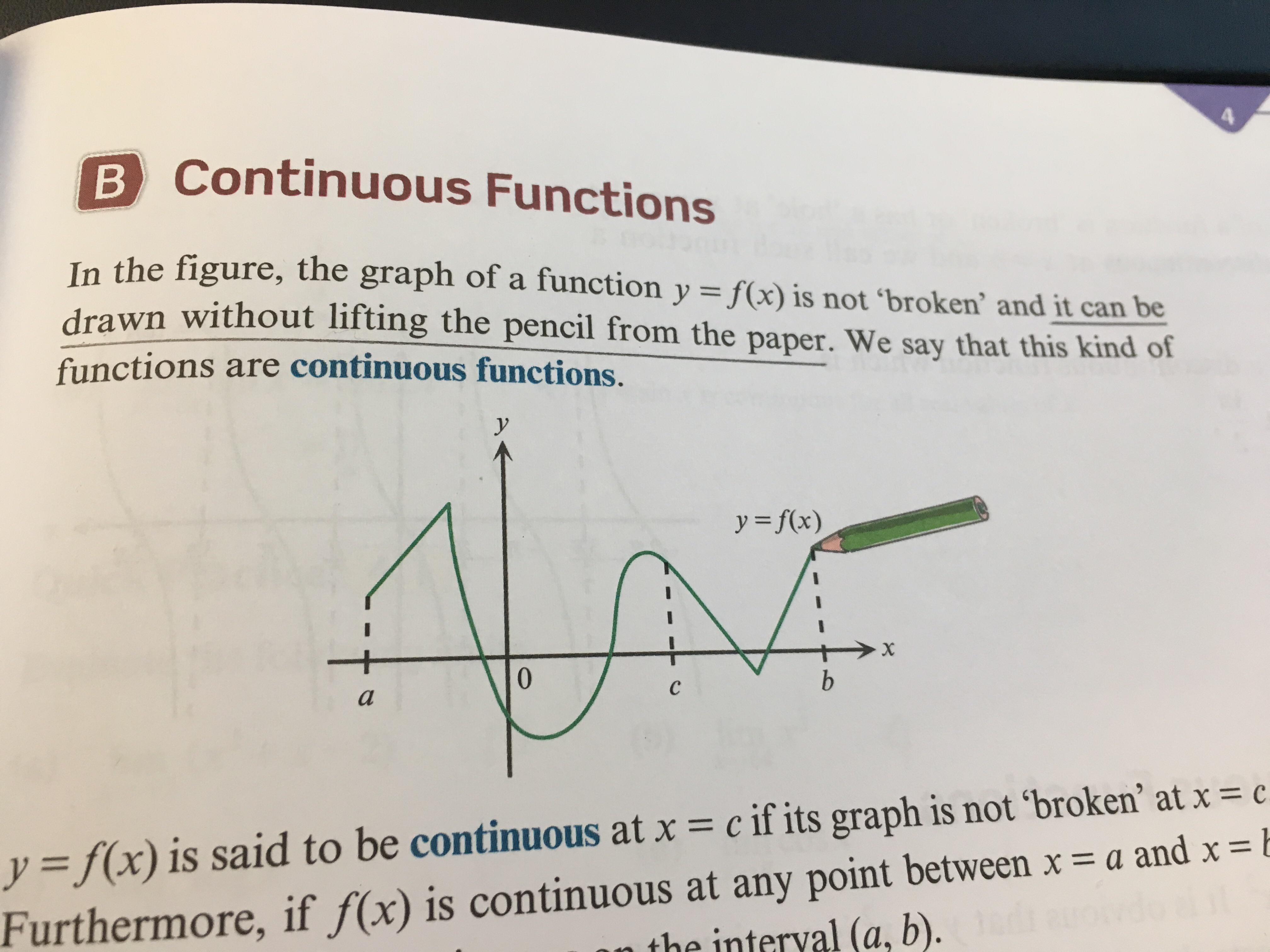 continuous function graph on paper