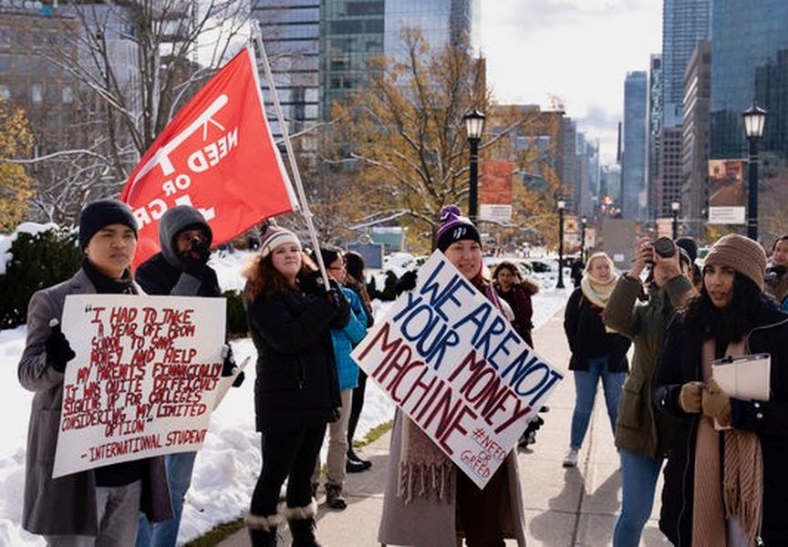 Students protesting about tuition fees.