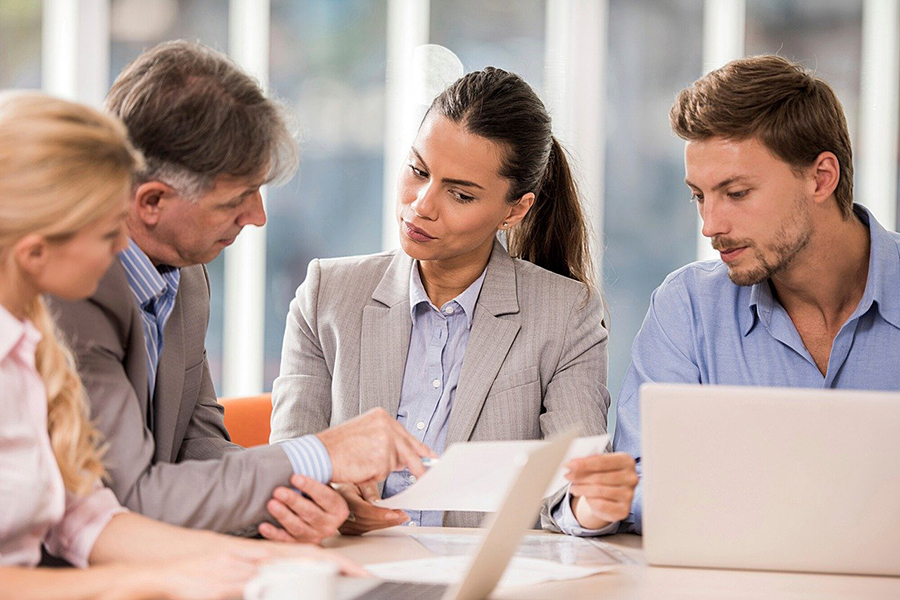 people interacting in a meeting