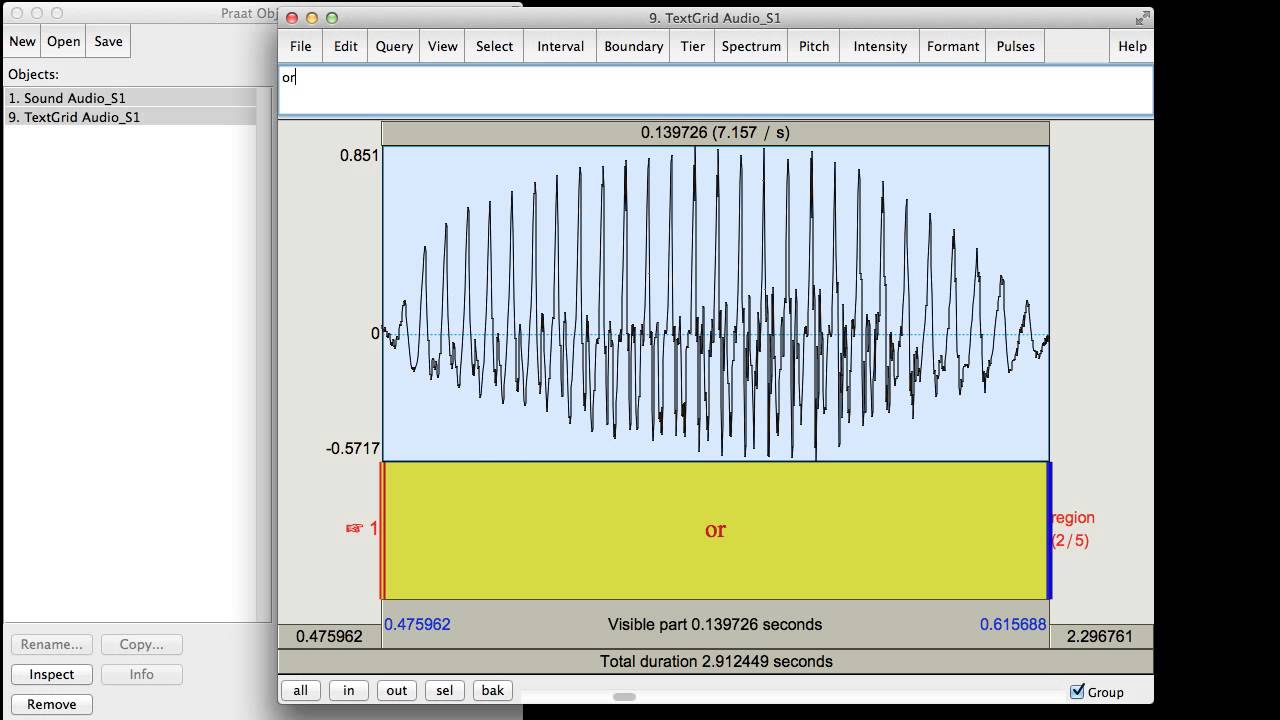 audio waveform analysis in Praat