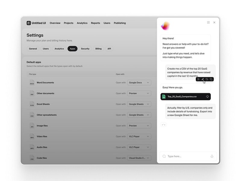 AI Assistant UI Design Example
