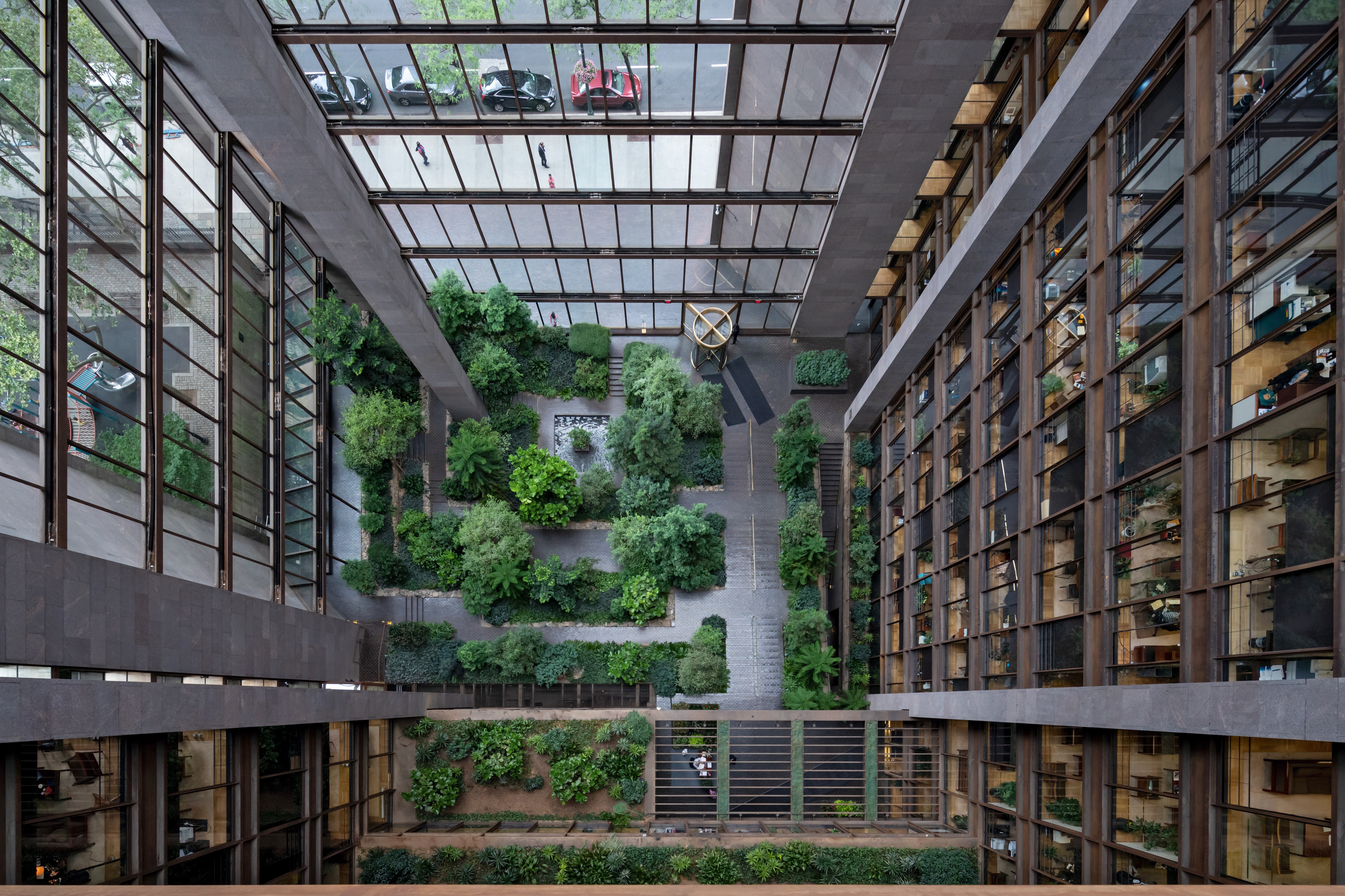 scenic office building with innovative tech elements