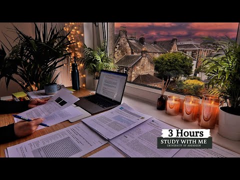 scenic sunrise over campus and study desks