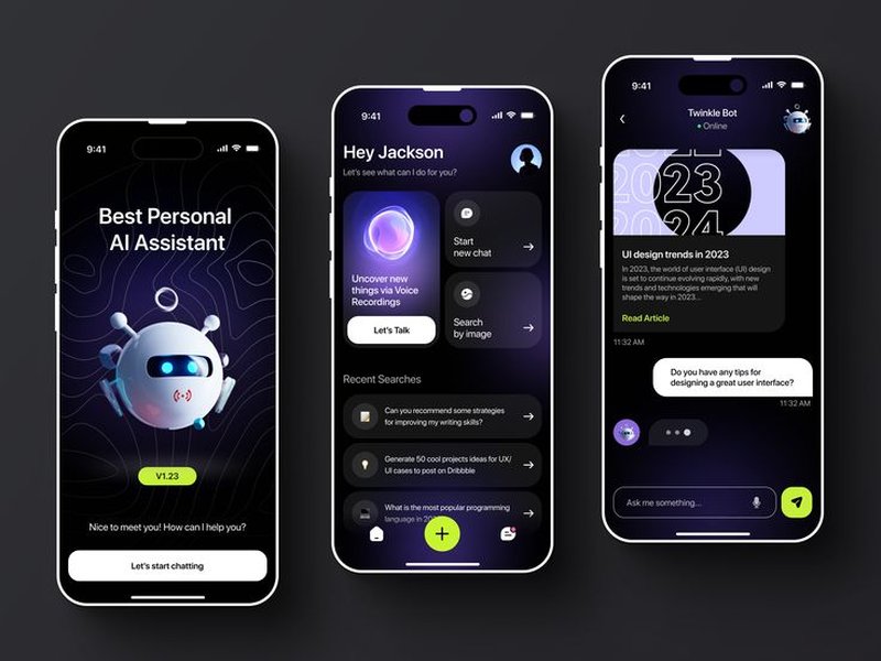 Interfaz de una aplicación móvil de chatbot de IA