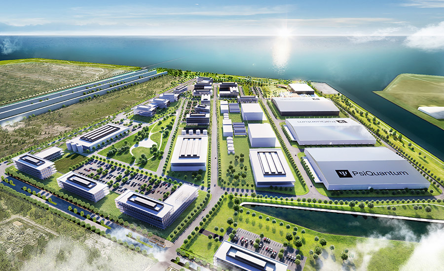 landscape with modern technology and data center