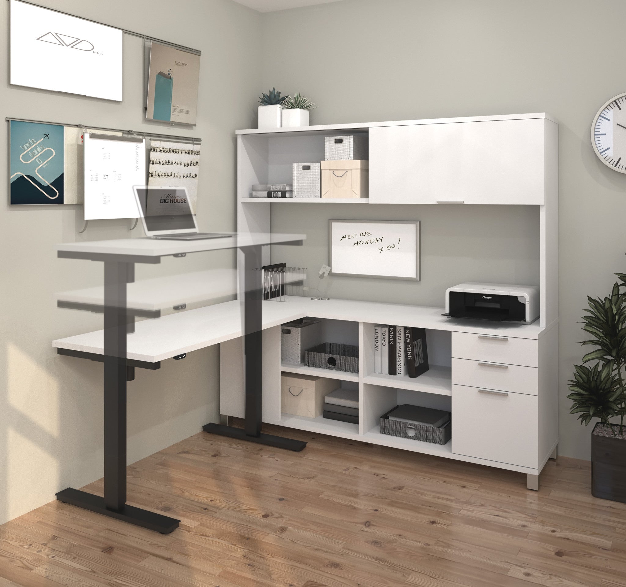 modern office desk with digital devices
