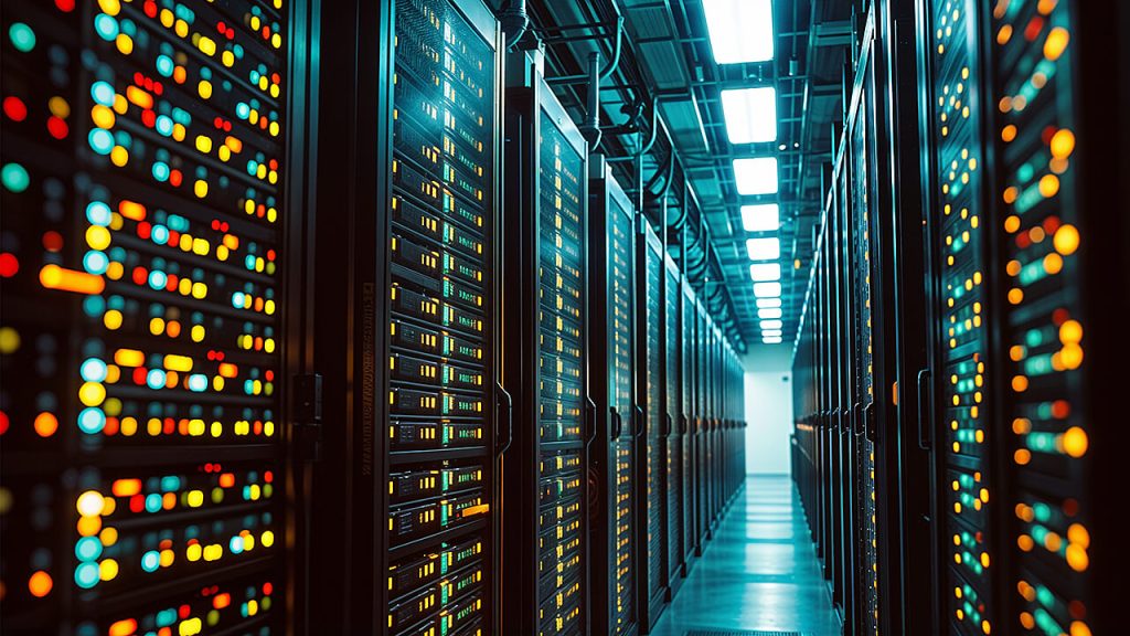 advanced search engine interface, high tech server rooms, digital technology