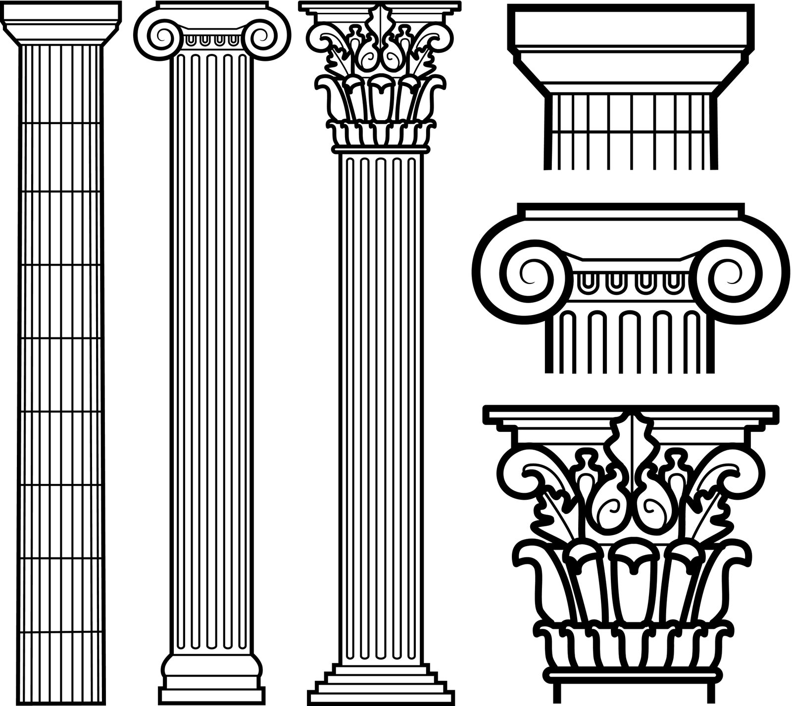 Greek columns and digital art motifs