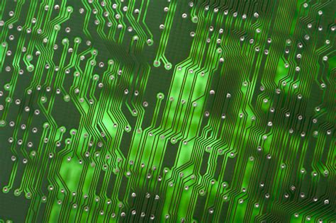 circuit board with glowing lines