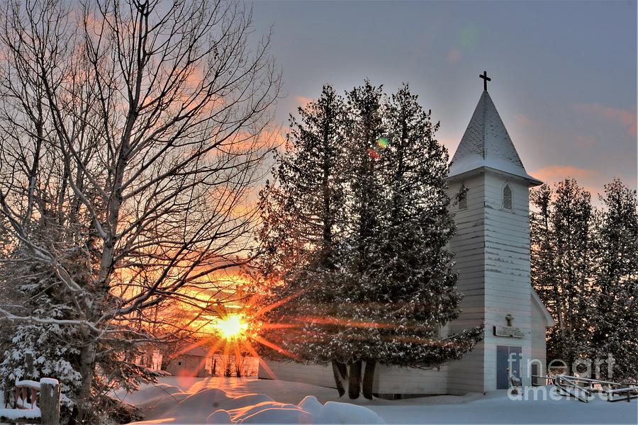 church congregants sunrise landscape
