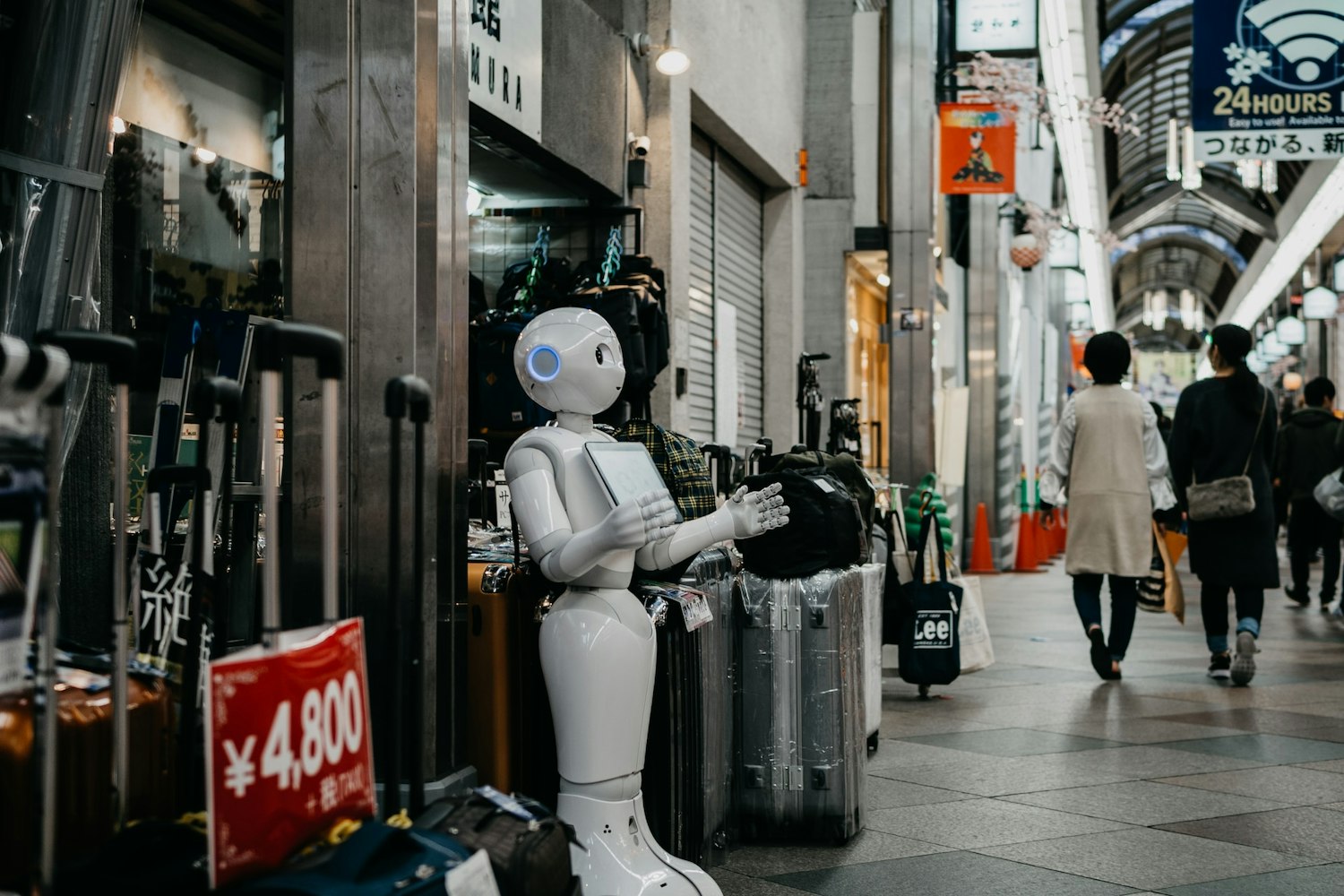Japanese urban landscapes and AI robotics