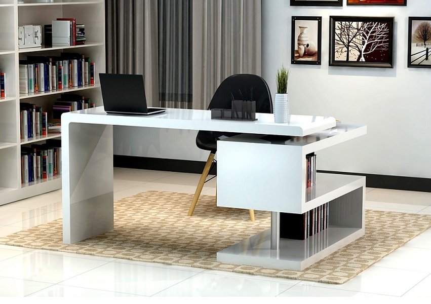 modern office desk with computer