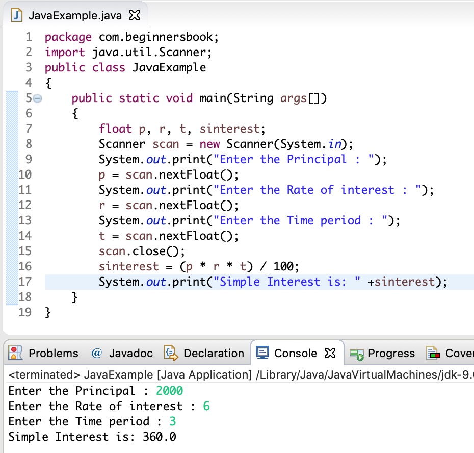 java programming code