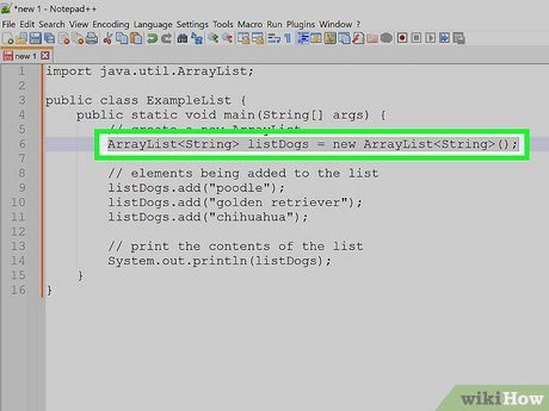 Java Code Snippet Showing ArrayList Initialization