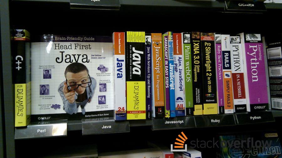 stacked shelves books on java