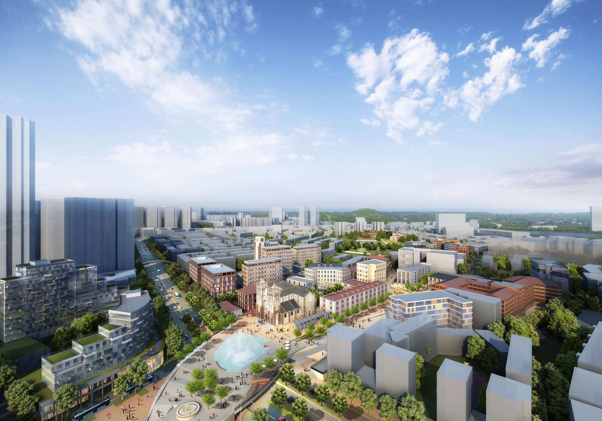 Wuhu cityscape with tech office buildings