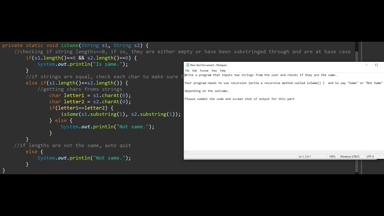java recursion code on screen
