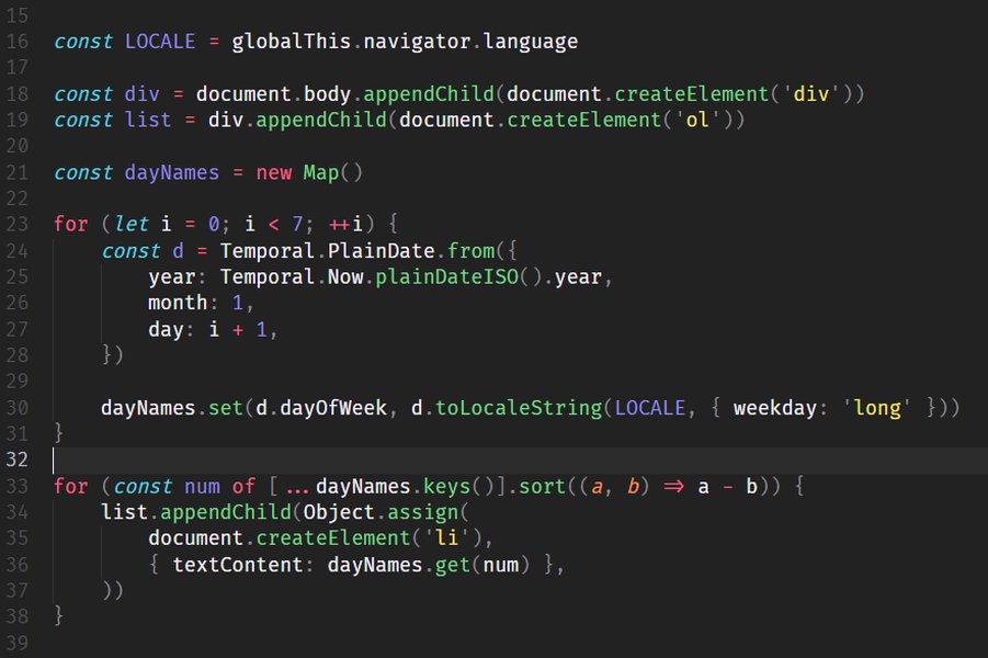 Example of JavaScript code