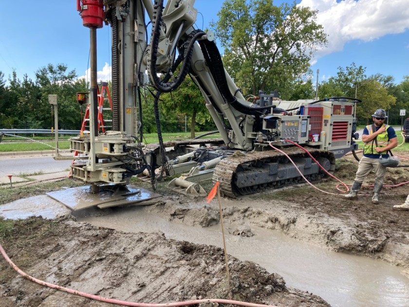 jet grouting equipment in construction site