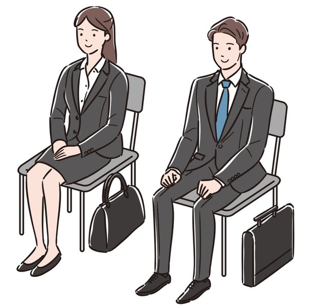 面接時の正しい座り方と立ち姿のイラスト