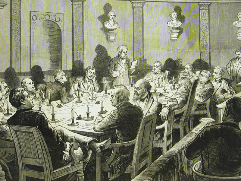 vintage political meeting