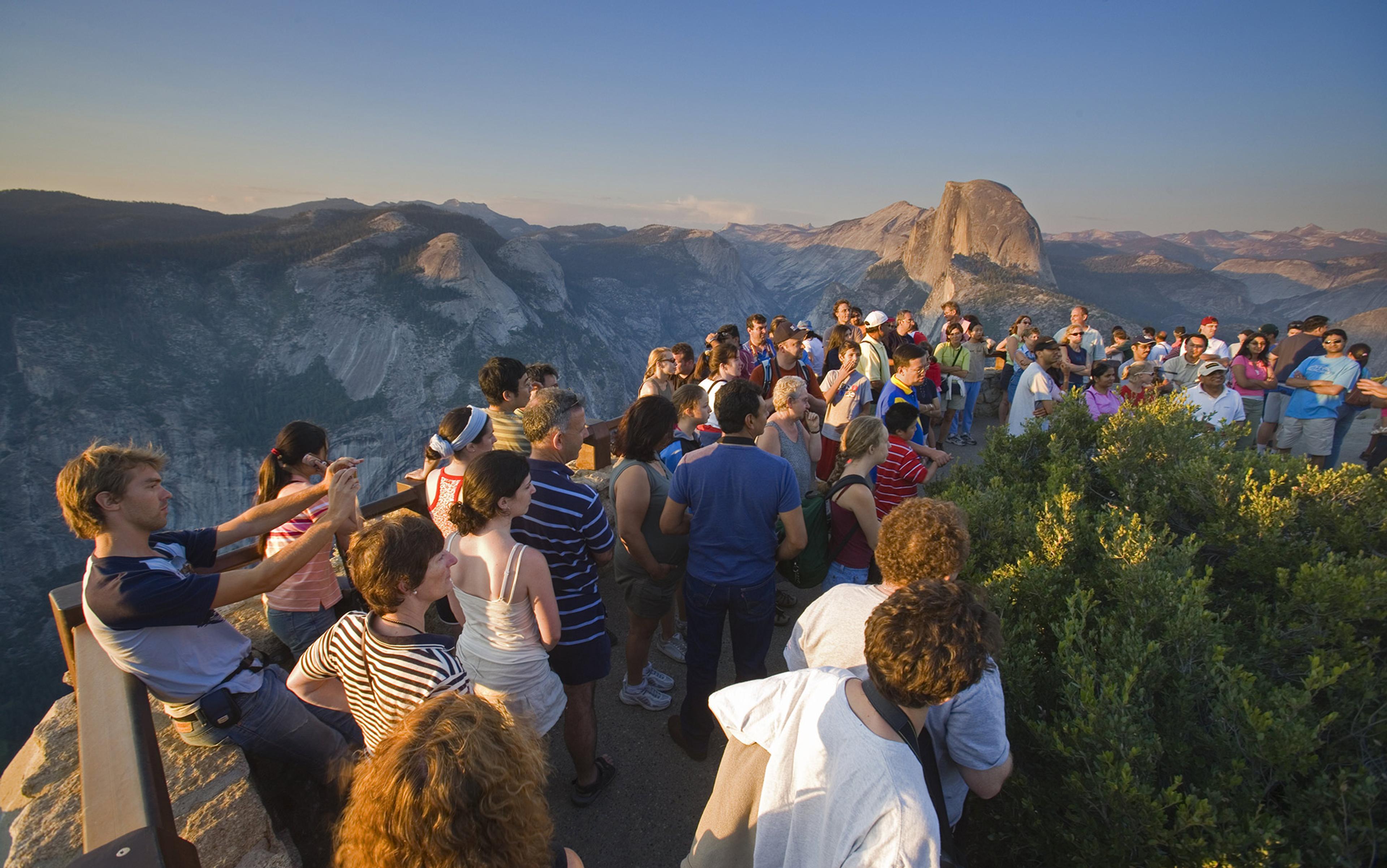 scenic landscape with people gathered